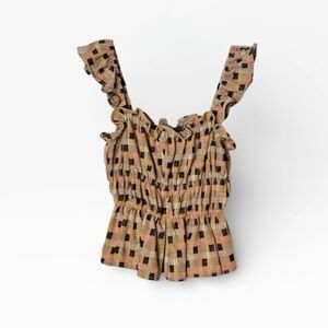 Anthropologie Eva Franco checkered ruffle top